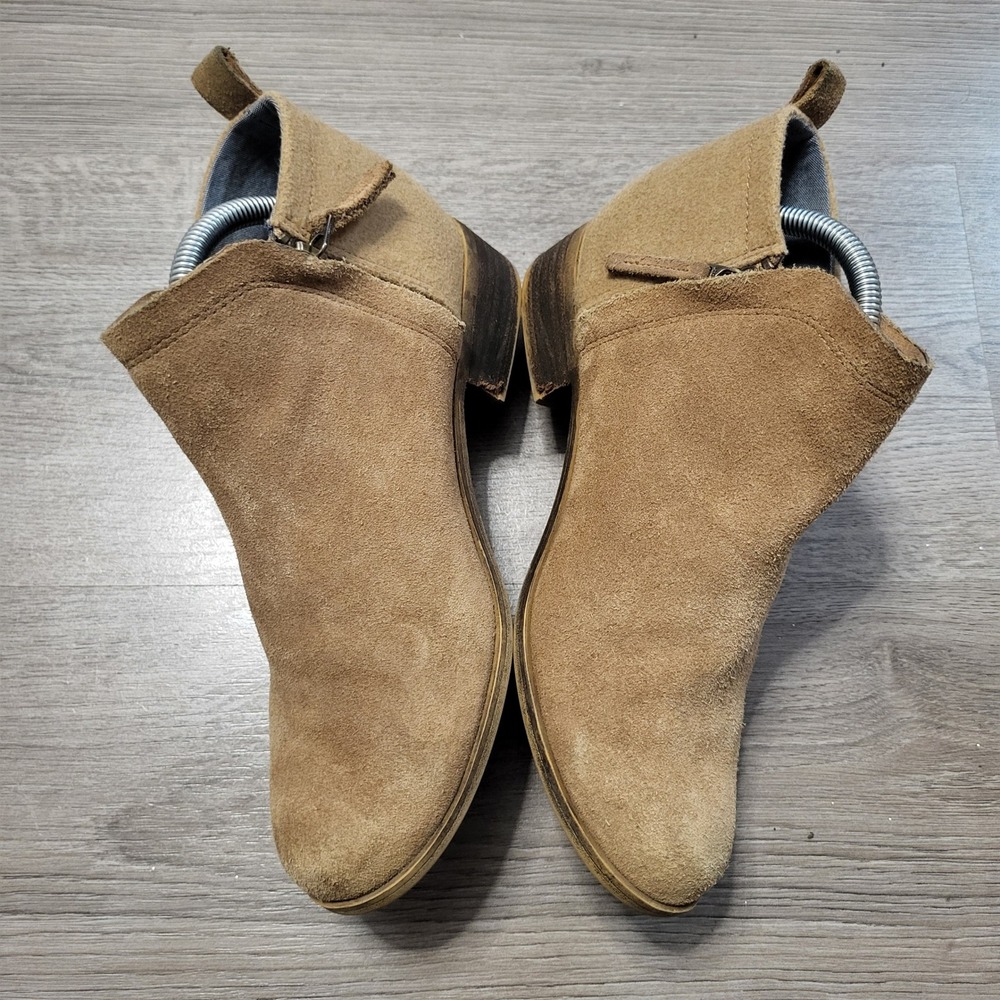 Toms Deia Tan Suede Ankle Booties Women 7.5 Low Block Heel Zip Up Tan Brown - Picture 7 of 12